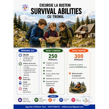 Excursie tematica Survival Abilities la Busteni, cu trenul #childrentour